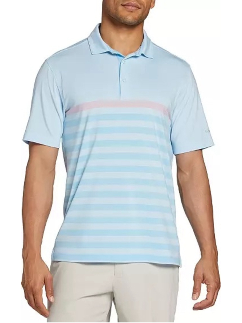 Men's Walter Hagen Polo Shirt XL Blue Stripe d18x